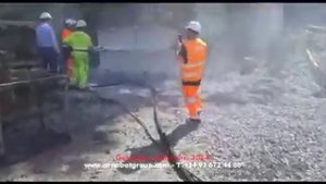 Нанесение торкрет смеси установкой сухого торкретирования