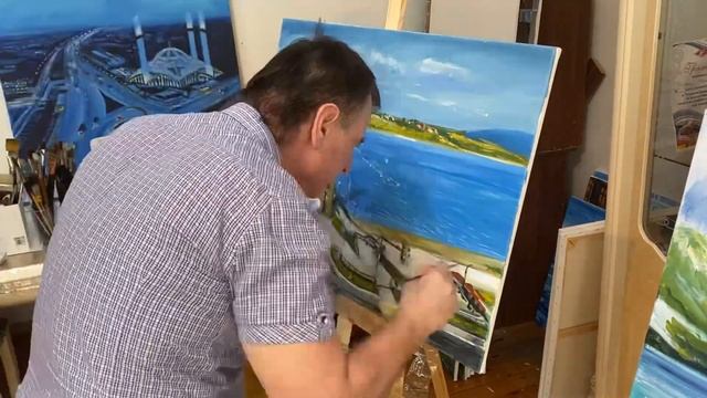 Грозный, Черноречье, Грозненское море, дамба маслом на холсте (продолжение).