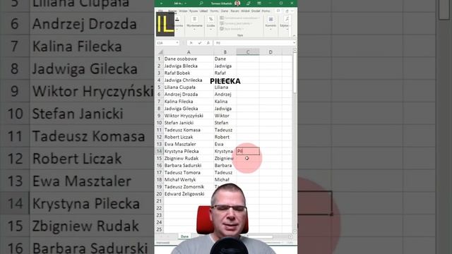 Jak w Excelu rozdzielić imię i nazwisko? #microsoftexcel