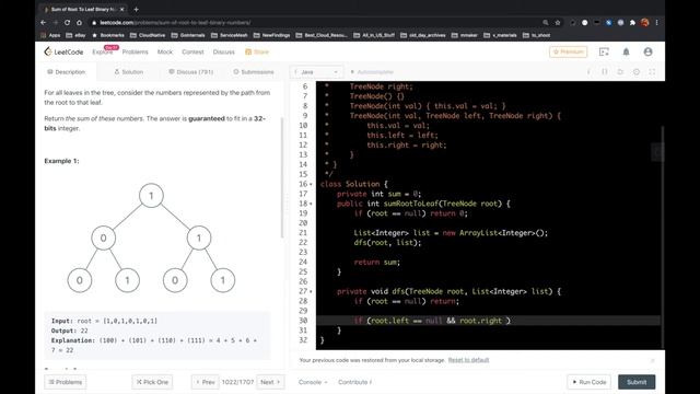 LeetCode in Java - Sum of Root To Leaf Binary Numbers