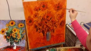 Impressionism Oil painting Monet Bouquet of Sunflowers. Part 1