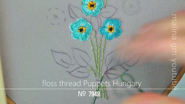 Hand Embroidery blue Forget-me-not flowers Very easy stitches top embroidery смотреть онлайн
