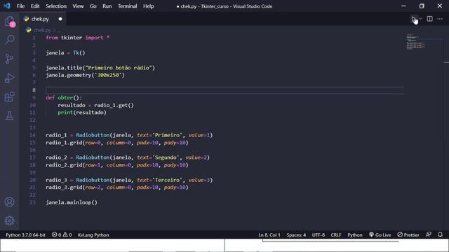 Curso Python Tkinter - RadioButton