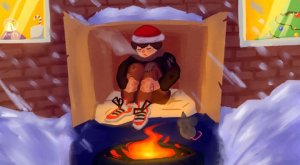 Бомженок на улице в Новый Год