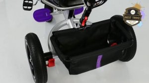 Детский трехколесный велосипед с родительской ручкой поворотным сидением и свето-музыкальной панель