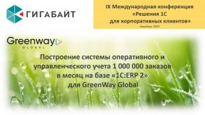 Пример проекта автоматизации на базе 1С:ERP. Доклад Greenway Global. 1С, Завидово, 2023