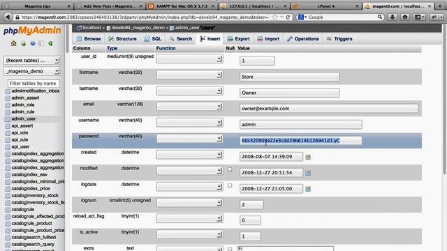 How do use phpMyAdmin to change admin password in Magento? смотреть онлайн