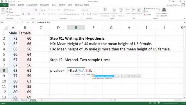 Hypothesis Testing Explained with Two Sample Population Mean T Test Examples using Excel смотреть онлайн