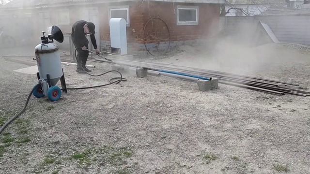 Компрессор из ДВС для пескоструя: очистка труб смотреть онлайн