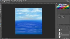 Морской пейзаж 2 кистями в фотошопе!