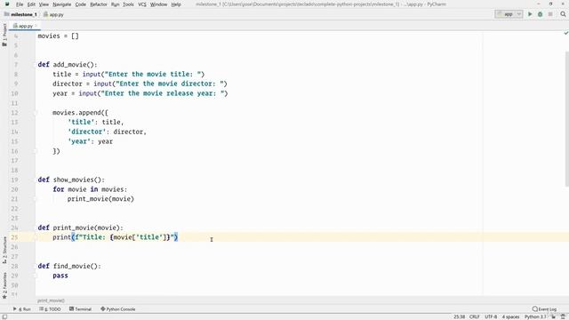 Movie collection App in python | implementation of the python project | python app development |