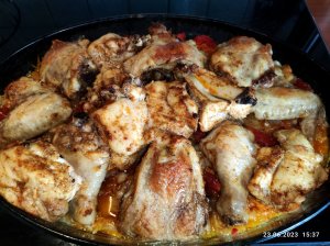 Курица по Луженски с капустой и рисом