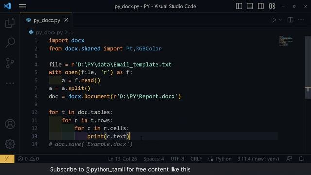Python Tutorial Chapter 17 - Modify .docx files using .py in Tamil