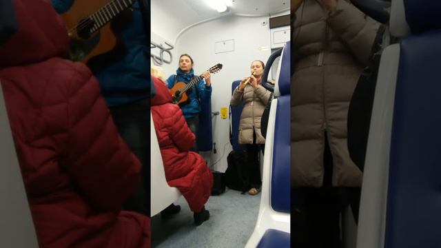 Свирель и гитара в электричке Рижского направления смотреть онлайн