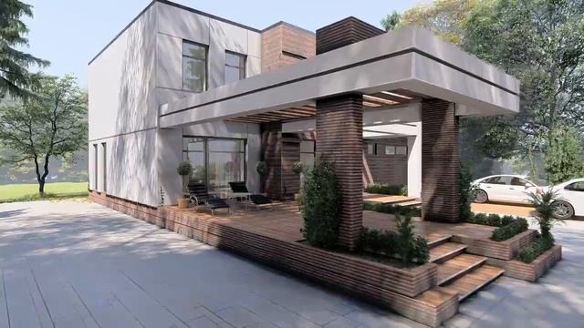 Архитектурное решение фасада частного дома... Близкий смотреть онлайн