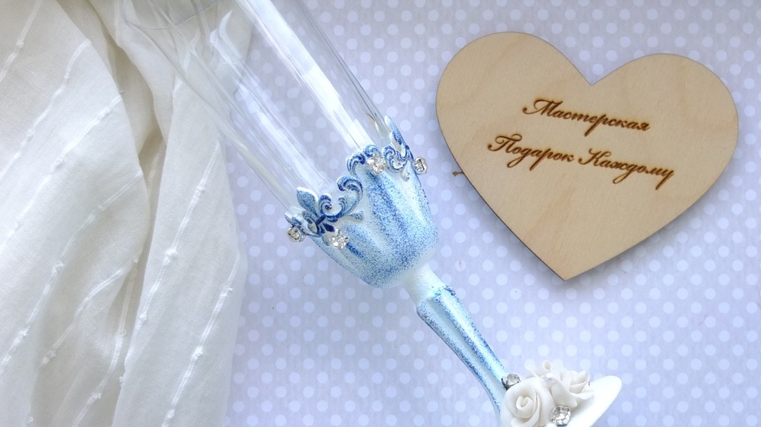 Декор свадебных бокалов лепниной своими руками/свадебные бокалы мк/wedding glasses