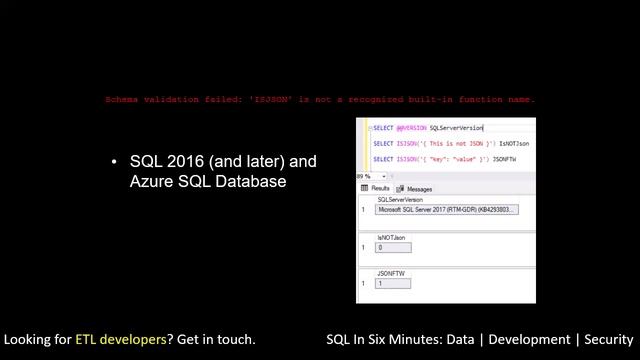 Schema validation failed: 'ISJSON' is not a recognized built-in function name смотреть онлайн