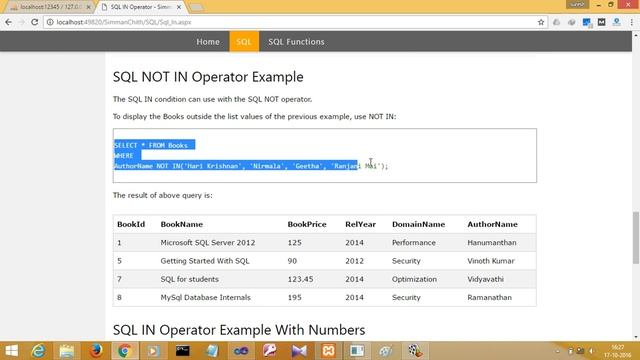 SQL IN Operator