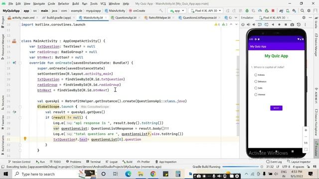 Quiz app in Android Studio using Kotlin || MYSql database || Retrofit || Quiz with Timer on questio смотреть онлайн