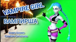Девушка вампир green screen футаж. Хромакей анимация на зелёном фоне.