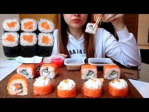 MUKBANG РОЛЛЫ СУШИ  |  ФИЛАДЕЛЬФИЯ МУКБАНГ |  MUKBANG ROLLS SUSHI  | не АСМР