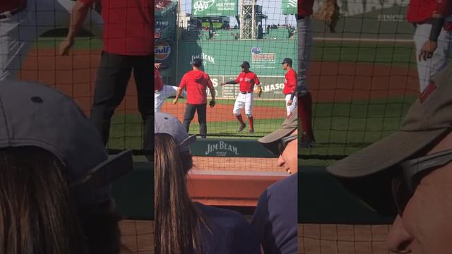 Rafael Devers, Xander  Bogaerts and translator playing hacky sack.