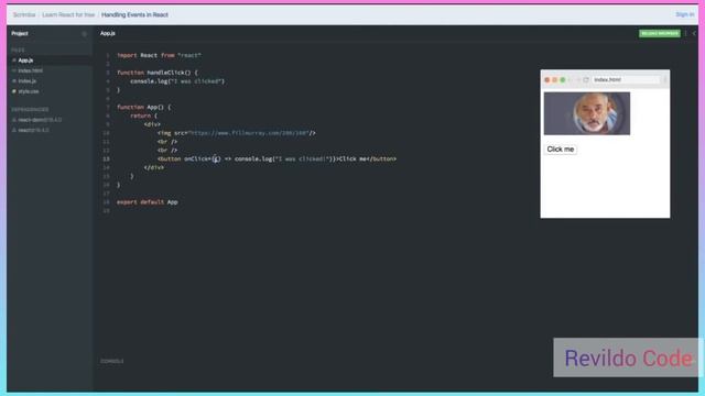 Handling Events in React | React JS Course for Beginners | React JS Tutorial | #revildo_code смотреть онлайн