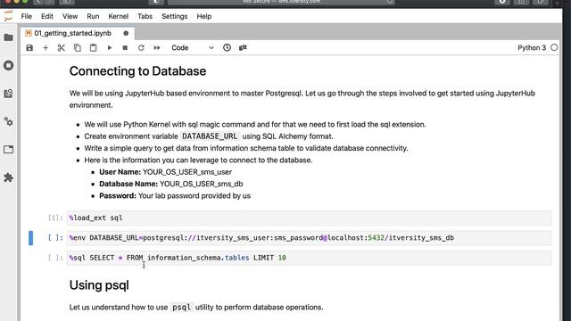 Mastering SQL - Postgresql - Getting Started - Connecting to Database