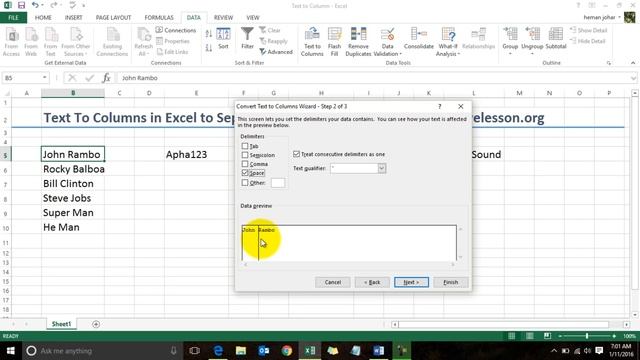Text To Column in Excel 2013 Hindi смотреть онлайн