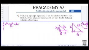 9 sinif  Tənliklər sisteminə gətirilən məsələlər həlli səhifə 114 Çalışma 1 -12