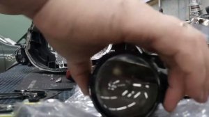 Установка светодиодных bi led линз Altezza GTR mini 2.8 на Митсубиси Аутлендер.