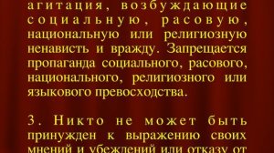 Свобода мысли и слова, массовой информации Цензура запрещается Не допускаются пропаганда СТАТЬЯ 29