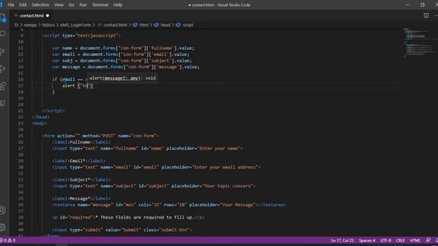 LOGIN AND CONTACT FORM USING HTML, PHP AND MYSQL, WITH JAVASCRIPT AND PHP VALIDATION