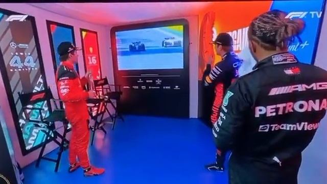Max Verstappen and Charles Leclerc react to Lewis Hamilton overtaking ?? смотреть онлайн