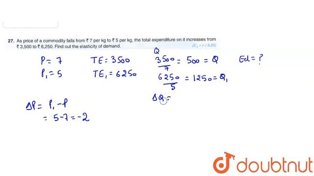 As price of a commodity falls from ₹ 7 per kg to ₹ 5 per kg, the total expenditure смотреть онлайн