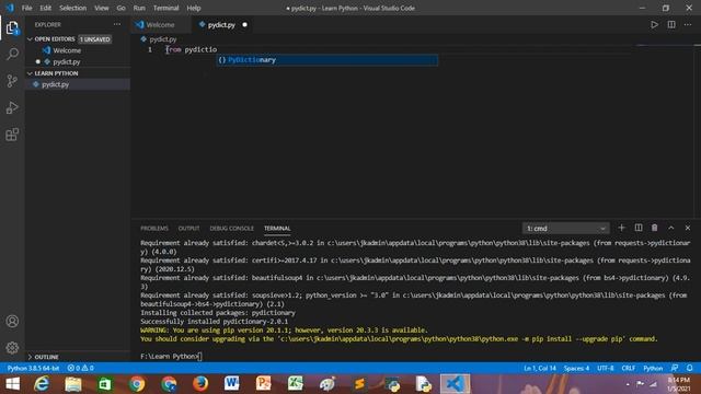 Know the meaning of a word as like in dictionary using python | only 3 lines of code