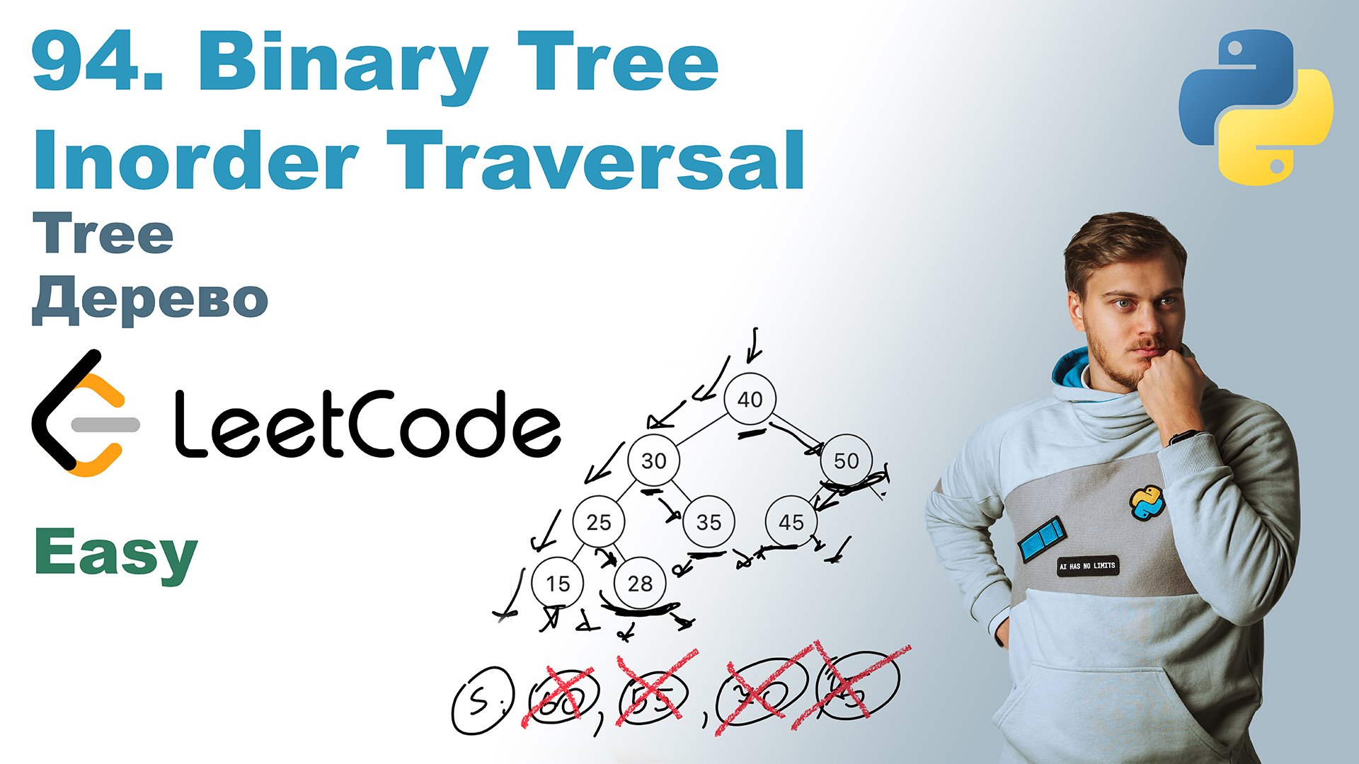 Binary Tree Inorder Traversal | Решение на Python | LeetCode 94