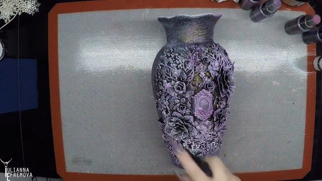 Mixed Media Altered Vase by Yulianna Efremova