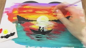 РАЗВИВАШКА для детей и родителей! Картина в виде сердца "В одной лодке" // Акриловая живопись!