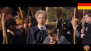 Гарри Поттер на немецком. Первый полёт на метле. Эпизод с переводом.