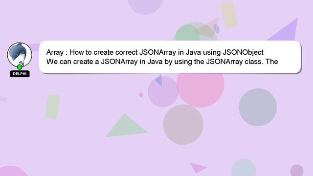 Array : How to create correct JSONArray in Java using JSONObject