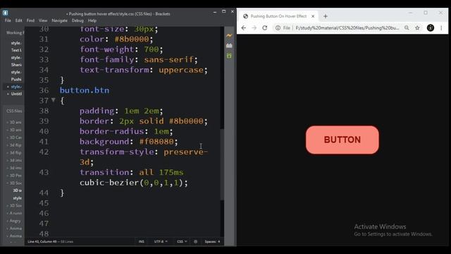 Pushing Button On Hover Effect || HTML5 & CSS3 || Full Tutorial