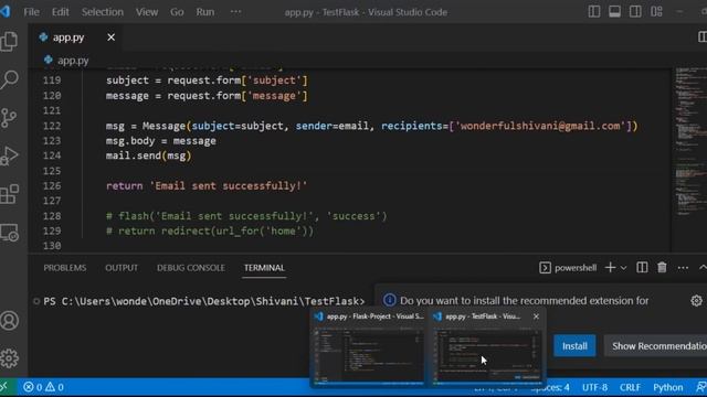 Email Sending Project Using Flask Python with SMTP server |  Connect Website Email Address to Gmail