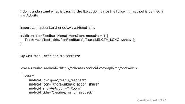 Android : InflateException: Couldn't resolve menu item onClick handler смотреть онлайн