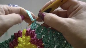 Коврик крючком из пакетов. Вязание коврика крючком. Часть 3.