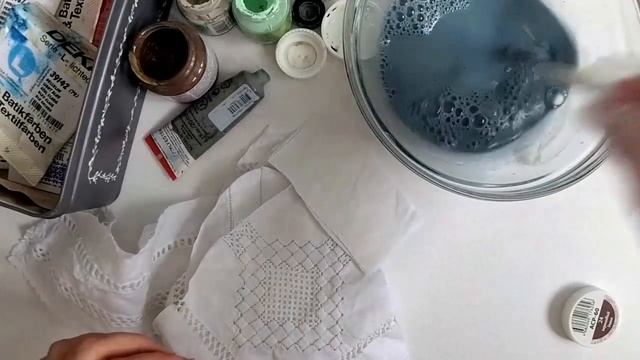 Покраска тканей для кукольной одежды.