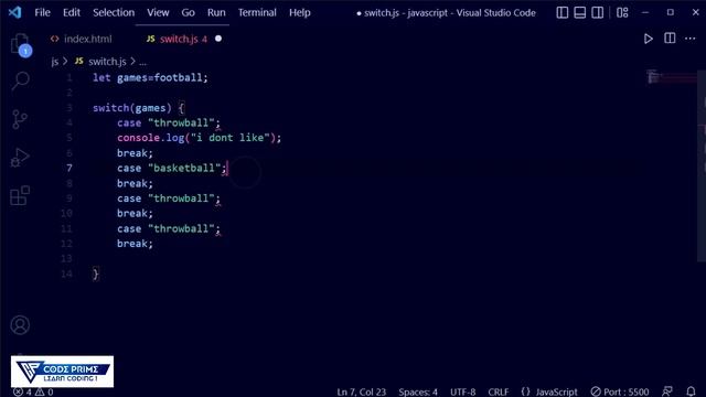 Switch Case Expression Uses In javascript | How to use switch? |  JS Tutorial: 13 | By Codeprime