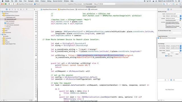 Drawing route direction between two locations using Google Map Swift 3.0 смотреть онлайн