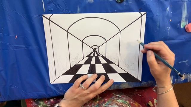 Easy Perspective Art Lesson- Step-by-step Aquarium. смотреть онлайн