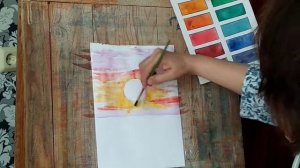 Линия горизонта. Рисуем восход солнца над морем.